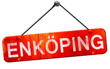 Enkoping, 3d render, işareti asılı kırmızı