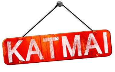 Katmai, 3d render, işareti asılı kırmızı