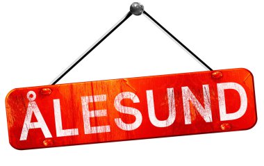 Alesund, 3d render, işareti asılı kırmızı