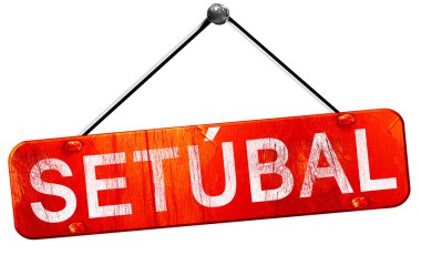Setubal, 3d render, işareti asılı kırmızı