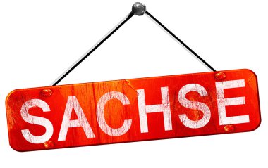 Sachse, 3d render, işareti asılı kırmızı