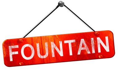 Çeşme, 3d render, işareti asılı kırmızı