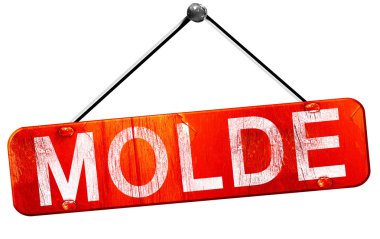 Molde, 3d render, işareti asılı kırmızı