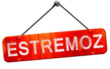 Estremoz, 3d render, işareti asılı kırmızı