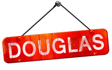 Douglas, 3d render, işareti asılı kırmızı