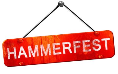 Hammerfest, 3d render, işareti asılı kırmızı