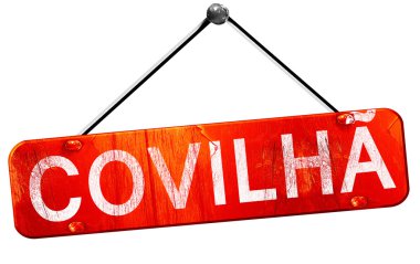 Covilha, 3d render, işareti asılı kırmızı