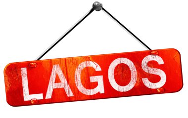 Lagos, 3d render, işareti asılı kırmızı