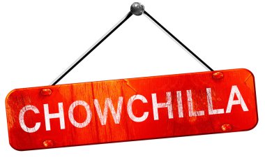 Chowchilla, 3d render, işareti asılı kırmızı