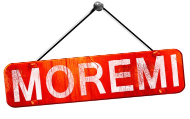 Moremi, 3d render, işareti asılı kırmızı