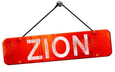 Zion, 3d render, işareti asılı kırmızı