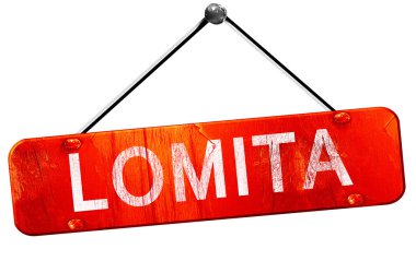 Lomita, 3d render, işareti asılı kırmızı