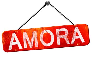 Amora, 3d render, işareti asılı kırmızı