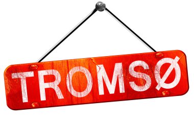 Tromso, 3d render, işareti asılı kırmızı