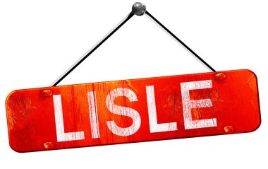 Lisle, 3d render, işareti asılı kırmızı