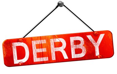 Derby, 3d render, işareti asılı kırmızı