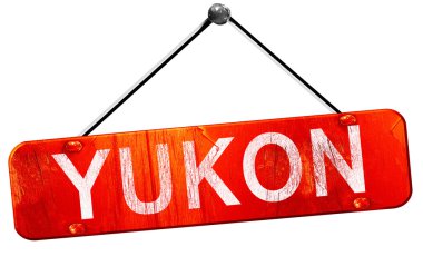 Yukon, 3d render, işareti asılı kırmızı