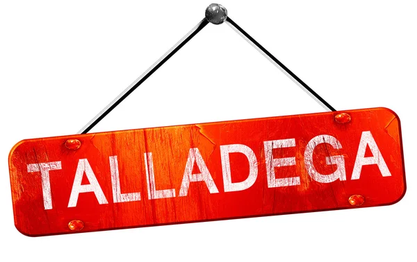 Talladega, representación 3D, un cartel colgante rojo — Foto de Stock