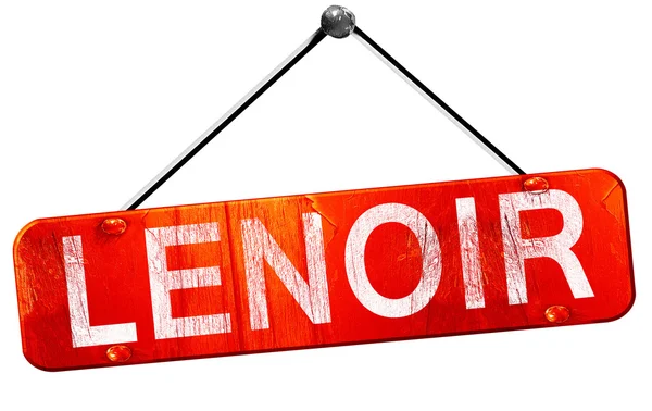 Lenoir, representación 3D, un signo colgante rojo —  Fotos de Stock