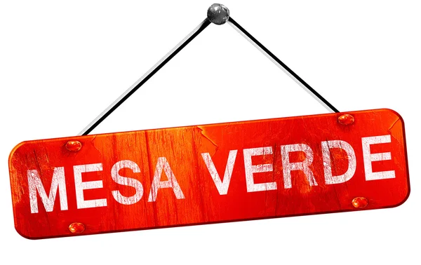 Mesa verde, 3D-Darstellung, ein rotes Hängeschild — Stockfoto