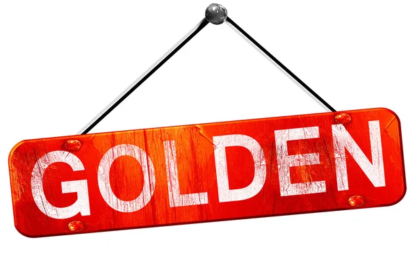 Золотий, 3D рендеринг, червоний підвісний знак — стокове фото