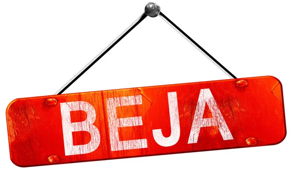 Beja, representación 3D, un cartel colgante rojo — Foto de Stock