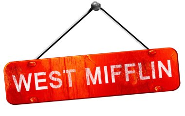 Batı mifflin, 3d render, işareti asılı kırmızı
