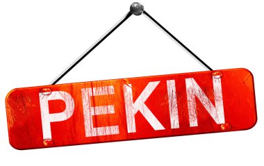 Pekin, 3d render, işareti asılı kırmızı
