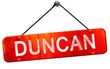 Duncan, 3d render, işareti asılı kırmızı