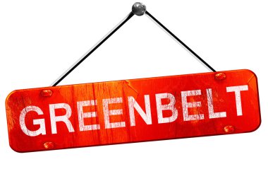 Greenbelt, 3d render, işareti asılı kırmızı