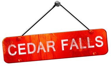 3d render, işareti asılı kırmızı sedir düşüyor