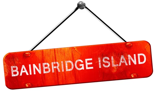 Bainbridge island, 3D rendering, a red hanging sign — Stock Photo, Image