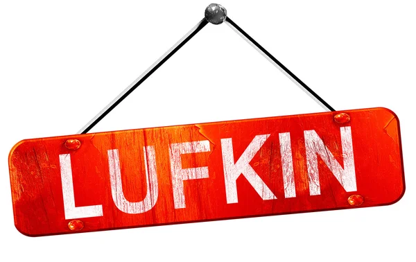 Lufkin, renderowania 3d, czerwony wisi znak — Zdjęcie stockowe