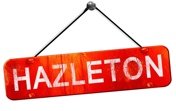 Hazleton, representación 3D, un signo colgante rojo — Foto de Stock