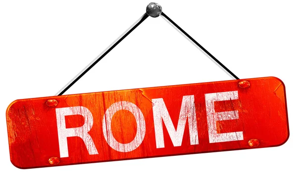 Roma, rendering 3D, cartello rosso appeso — Foto Stock