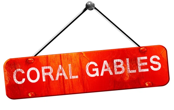 Coral gables, 3d render, işareti asılı kırmızı