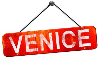 Venedik, 3d render, işareti asılı kırmızı