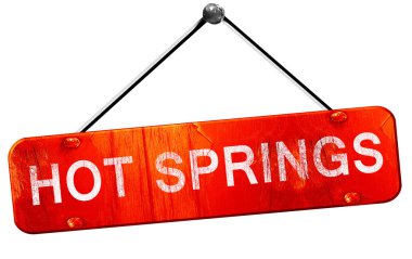 Hot springs, 3d render, işareti asılı kırmızı