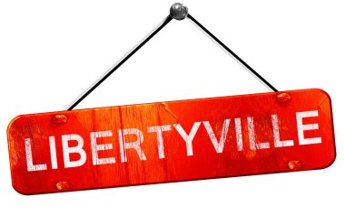 Libertyville, 3d render, işareti asılı kırmızı