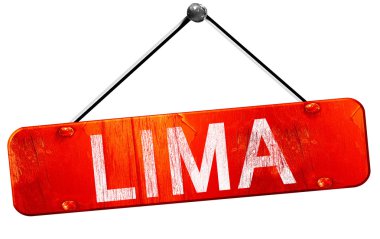 Lima, 3d render, işareti asılı kırmızı
