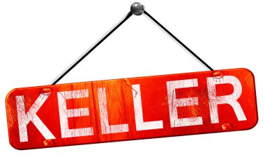 Keller, 3d render, işareti asılı kırmızı