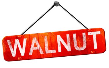 Ceviz, 3d render, işareti asılı kırmızı