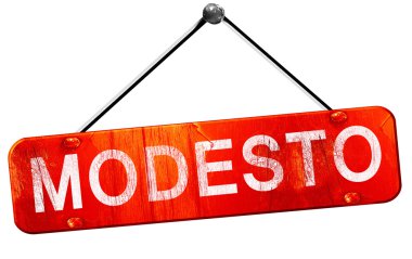Modesto, 3d render, işareti asılı kırmızı