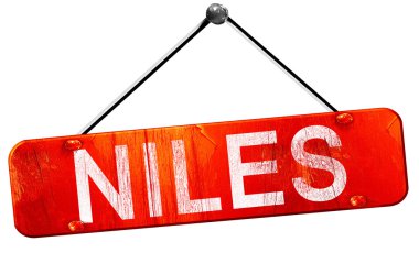 Niles, 3d render, işareti asılı kırmızı