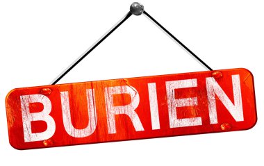 Burien, 3d render, işareti asılı kırmızı