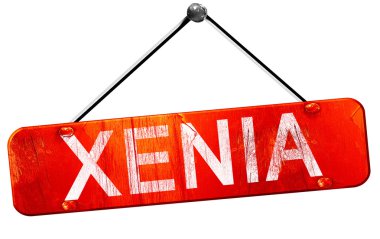 Xenia, 3d render, işareti asılı kırmızı