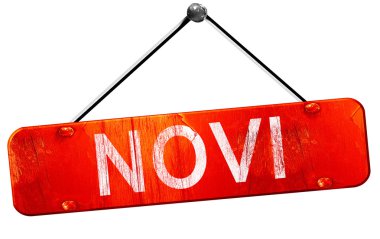 Novi, 3d render, işareti asılı kırmızı