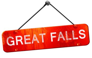 büyük şelale, 3d render, işareti asılı kırmızı