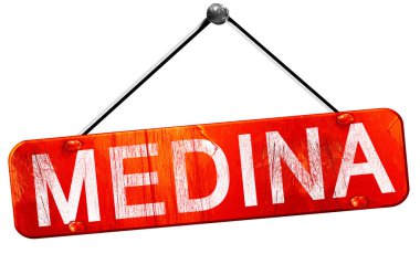 Medina, 3d render, işareti asılı kırmızı