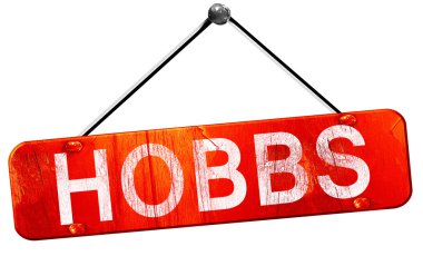 Hobbs, 3d render, işareti asılı kırmızı